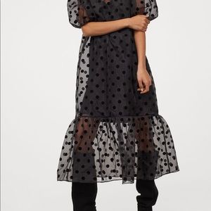 H&M PUFFED SLEEVE ORGANZA DRESS